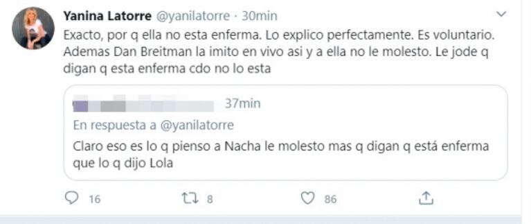 Yanina Latorre, picante tras la viralización del video emulando a Nacha Guevara temblando: "Amo la obsesión y el resentimiento"