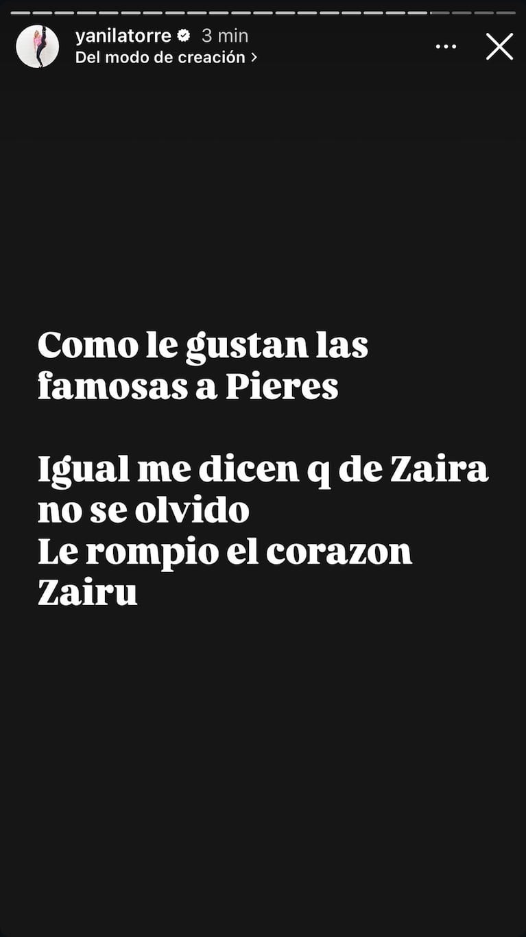 Yanina Latorre posteó sobre Chechu Bonelli y Facundo Pieres.