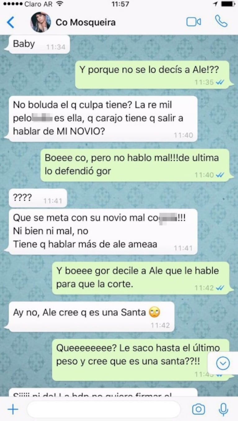 Yanina Latorre publicó supuestos chats de la novia de Fantino destrozando a Miriam Lanzoni y Coni Mosqueira los negó: "No es mi manera de hablar"