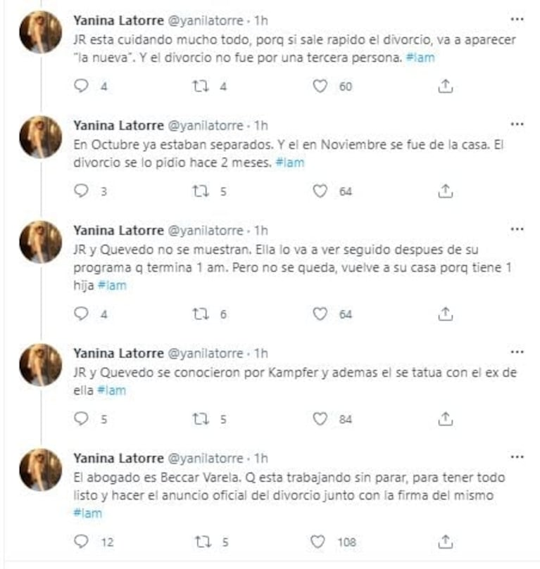 Yanina Latorre reveló quién sería la nueva pareja de Jorge Rial: "Alejandra Quevedo lo va a ver seguido después de su programa"