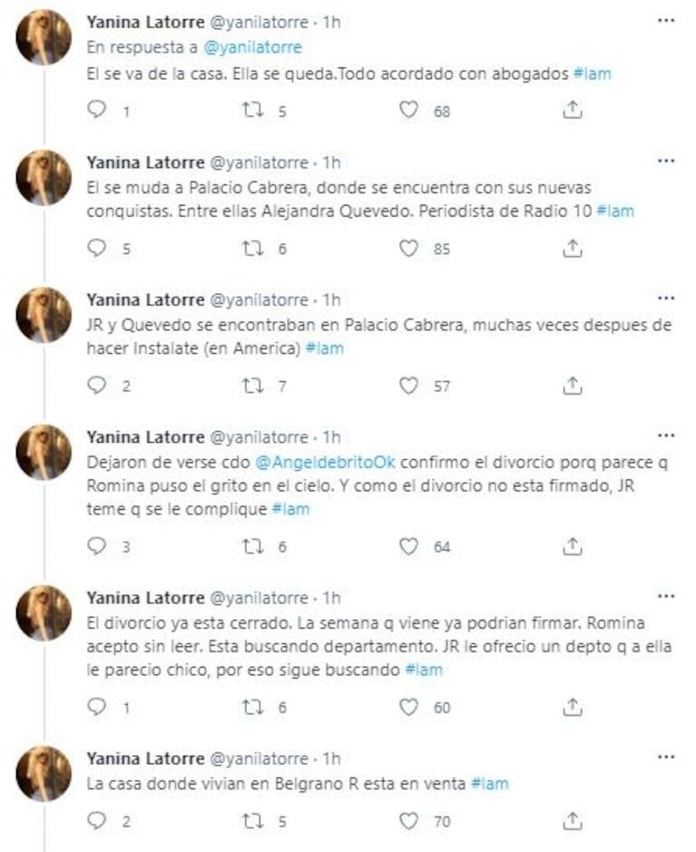 Yanina Latorre reveló quién sería la nueva pareja de Jorge Rial: "Alejandra Quevedo lo va a ver seguido después de su programa"
