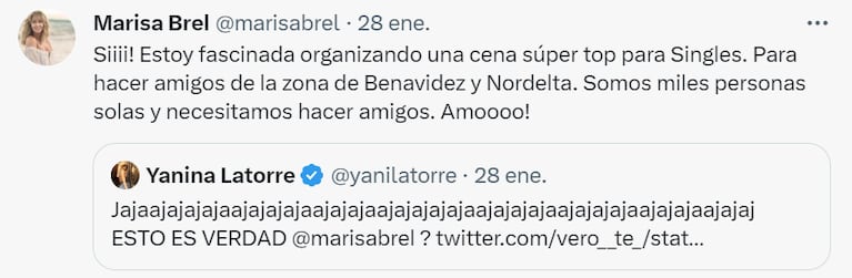 Yanina Latorre se burló de las cenas para solteros de Marisa Brel en Nordelta y recibió una tremenda respuesta