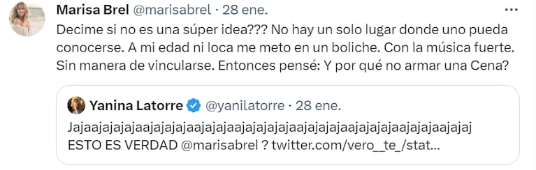 Yanina Latorre se burló de las cenas para solteros de Marisa Brel en Nordelta y recibió una tremenda respuesta