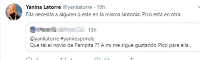 Yanina Latorre, sobre la separación de Pampita y Pico: "Ella necesita a alguien que esté en su sintonía"