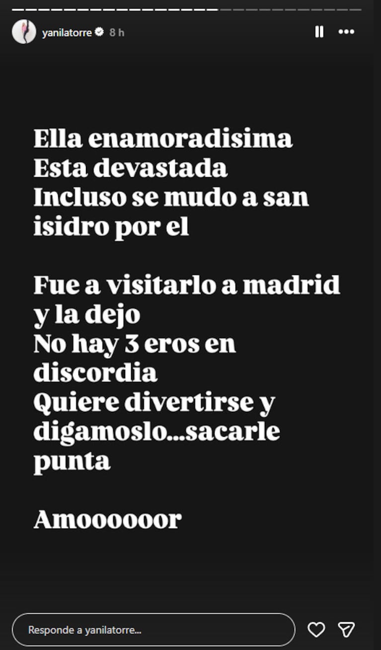 Yanina Latorre sobre Luck Ra y La Joaqui. Instagram yanilatorre
