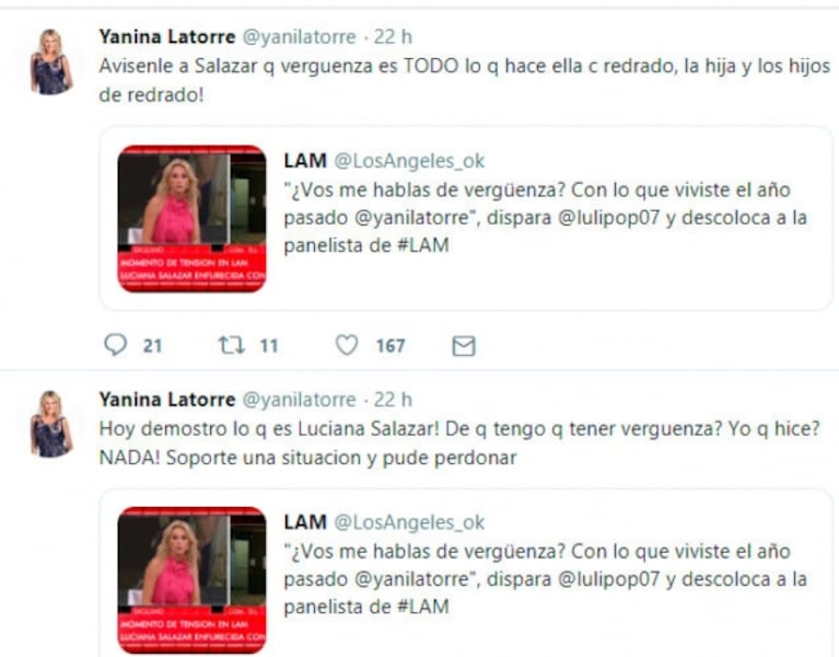 Yanina Latorre, tras su escandalosa pelea con Luciana Salazar: "Debería darte vergüenza atacarme porque..."
