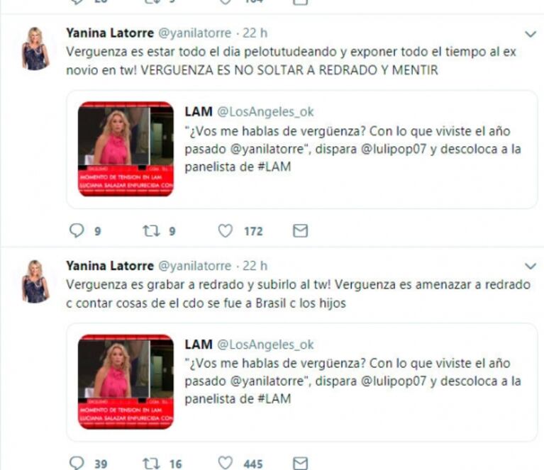 Yanina Latorre, tras su escandalosa pelea con Luciana Salazar: "Debería darte vergüenza atacarme porque..."