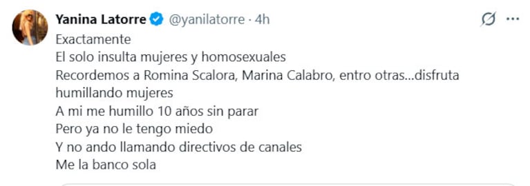 Yanina Latorre y Beto Casella : captura de X.