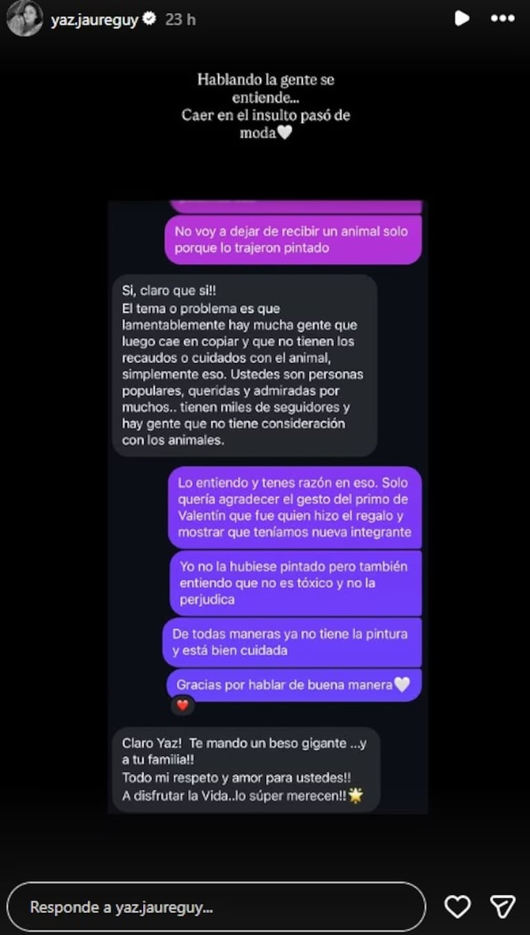 Yaz Jaureguy rompió el silencio tras las críticas por el pony de su hija con la crin rosa: “No la hubiese pintado”. Crédito: Instagram