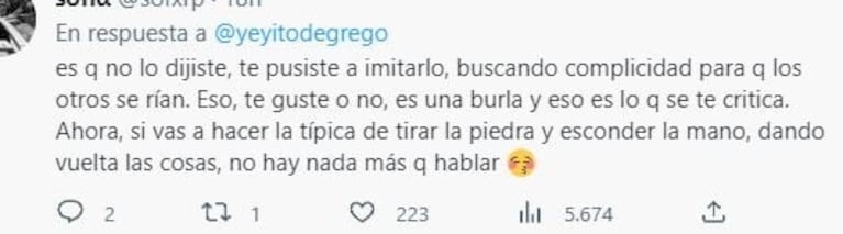 Yeyo De Gregorio imitó a Marcos de Gran Hermano, lo destrozaron en redes y se defendió: "Están muy llenos de odio"