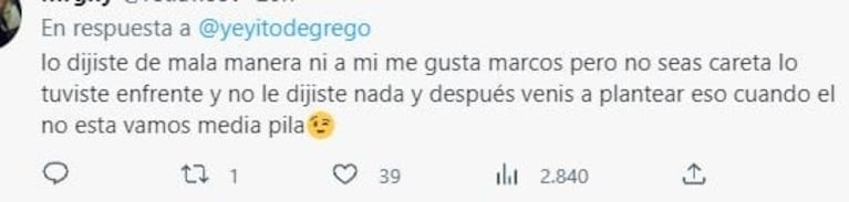 Yeyo De Gregorio imitó a Marcos de Gran Hermano, lo destrozaron en redes y se defendió: "Están muy llenos de odio"