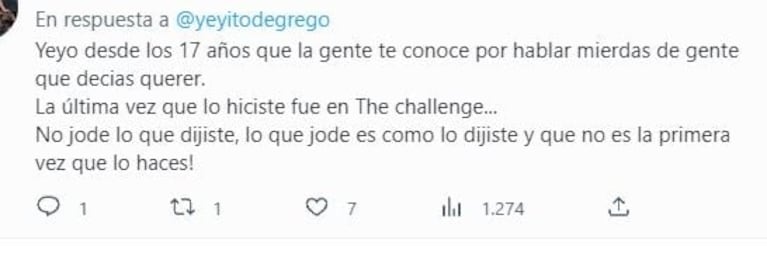 Yeyo De Gregorio imitó a Marcos de Gran Hermano, lo destrozaron en redes y se defendió: "Están muy llenos de odio"