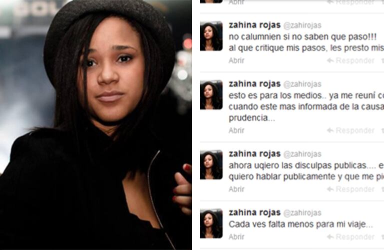 Zahina Rojas y sus tweets. (Fotos: Twitter)