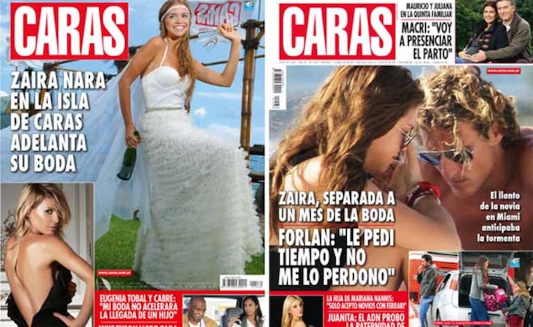 Zaira Nara adelantaba su boda con Forlán en Caras de mayo de 2011. Un mes después, en junio, la noticia era la separación.