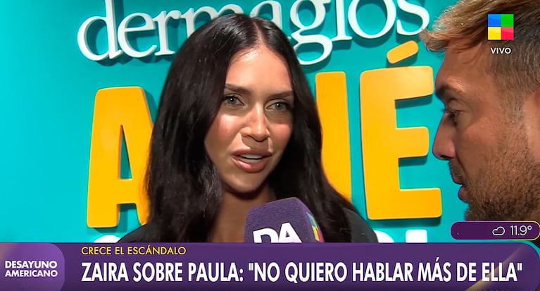 Zaira Nara, al borde del llanto al hablar del difícil momento de Paula Chaves (captura de América TV)
