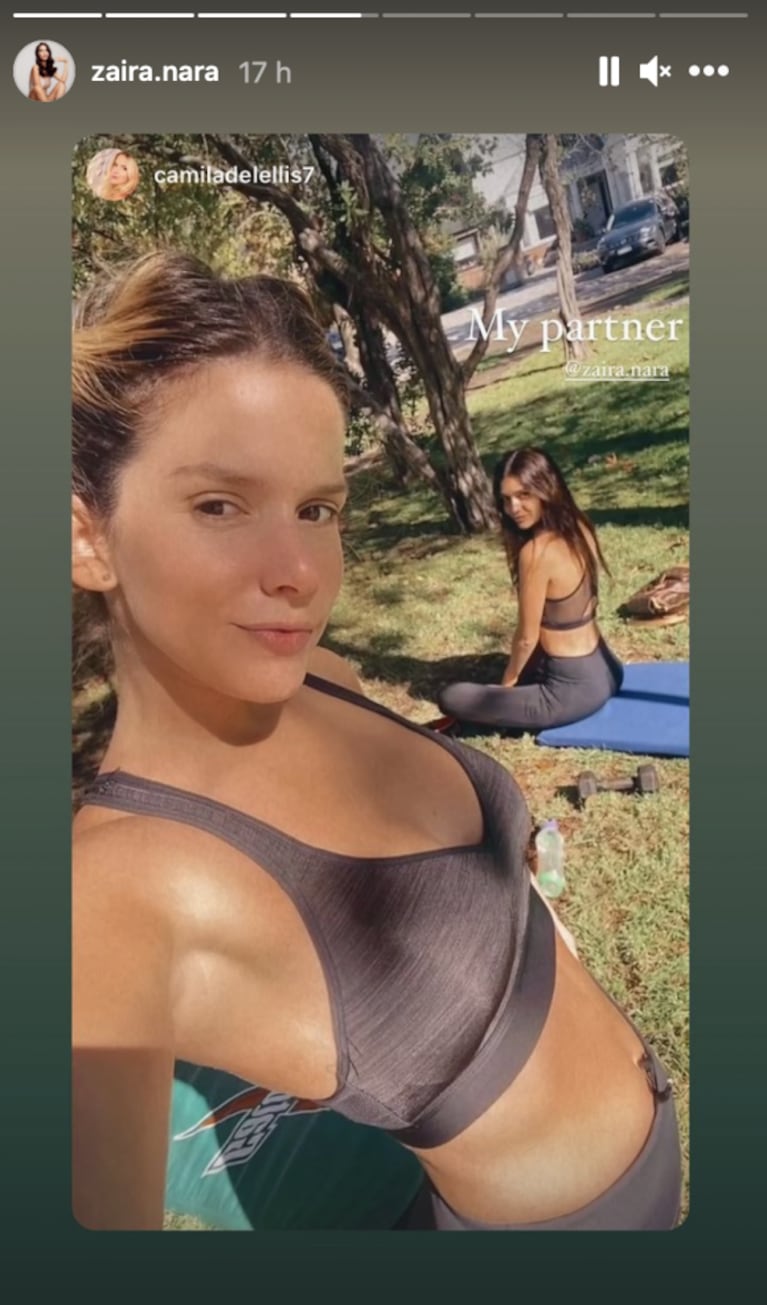 Zaira Nara compartió su fuerte rutina de entrenamiento con una amiga: "Mi compañera"