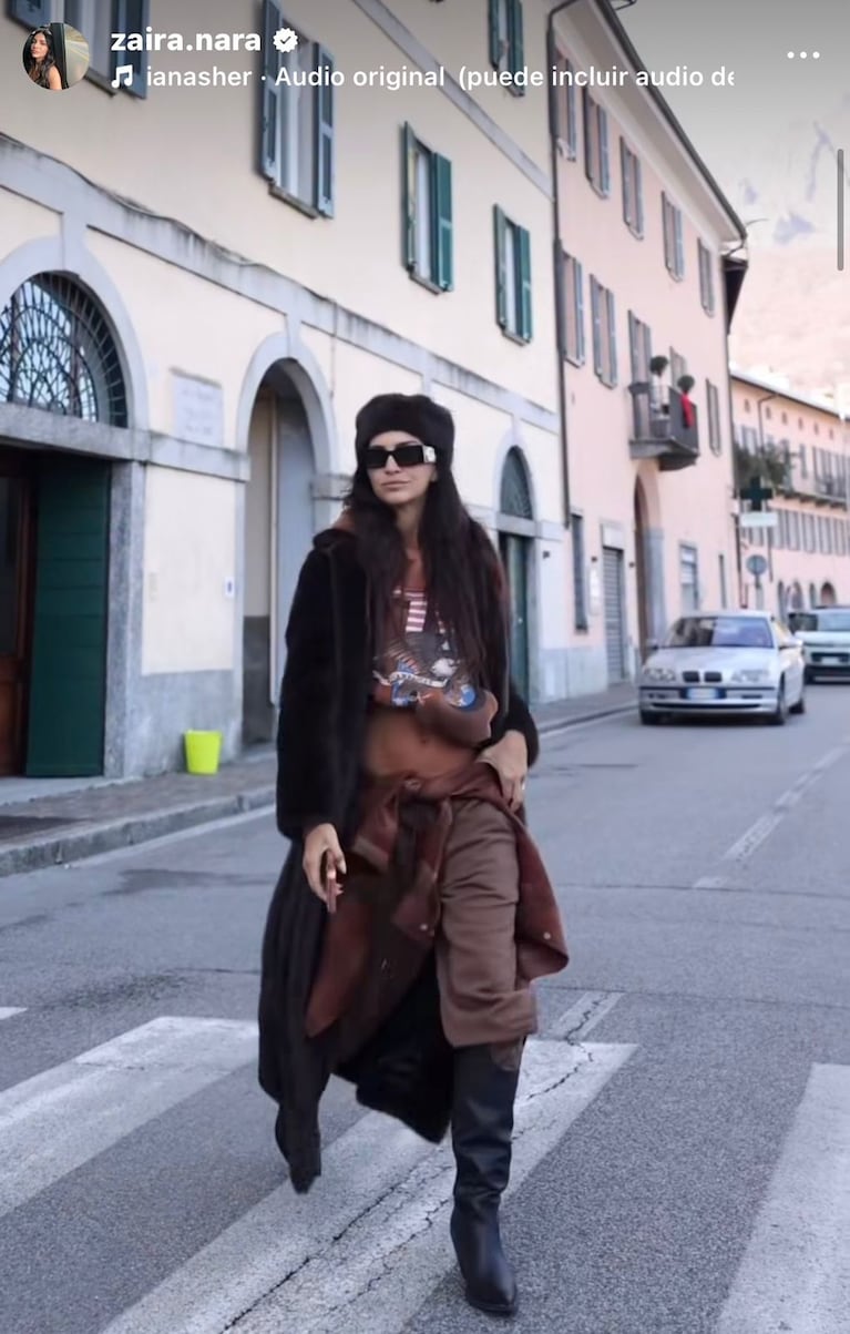 Zaira Nara en Milán en Los Juegos Olímpicos (Foto: Instagram/@zaira.nara).