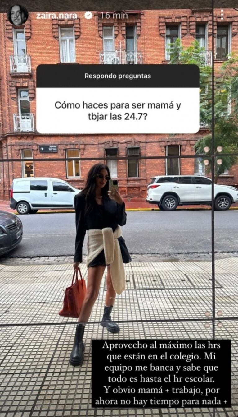 Zaira Nara reveló cómo hace para dividir su tiempo entre la crianza de sus hijos y sus proyectos laborales: "Aprovecho al máximo las horas que están en el colegio"