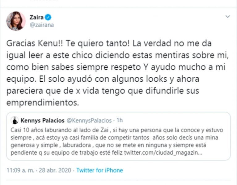Zaira Nara se defendió de las acusaciones de su ex asesor: "Está buscando prensa sin importarle nada"