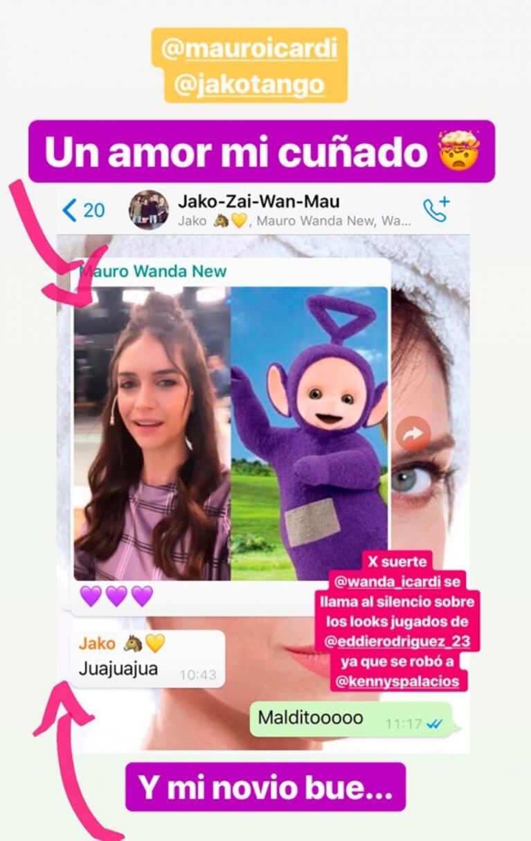 Zaira Nara se quejó de una burla de Icardi en el chat familiar ¡y Wanda la mandó al frente por cómo tiene agendado a Mauro! 