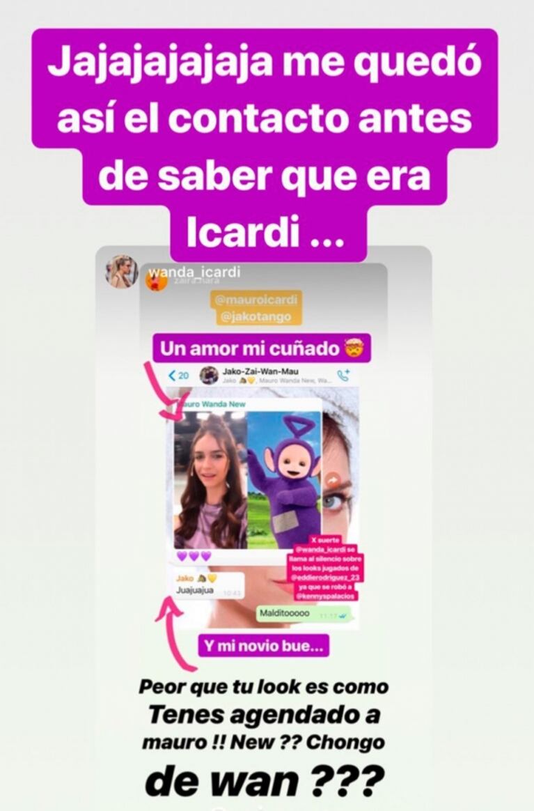 Zaira Nara se quejó de una burla de Icardi en el chat familiar ¡y Wanda la mandó al frente por cómo tiene agendado a Mauro! 