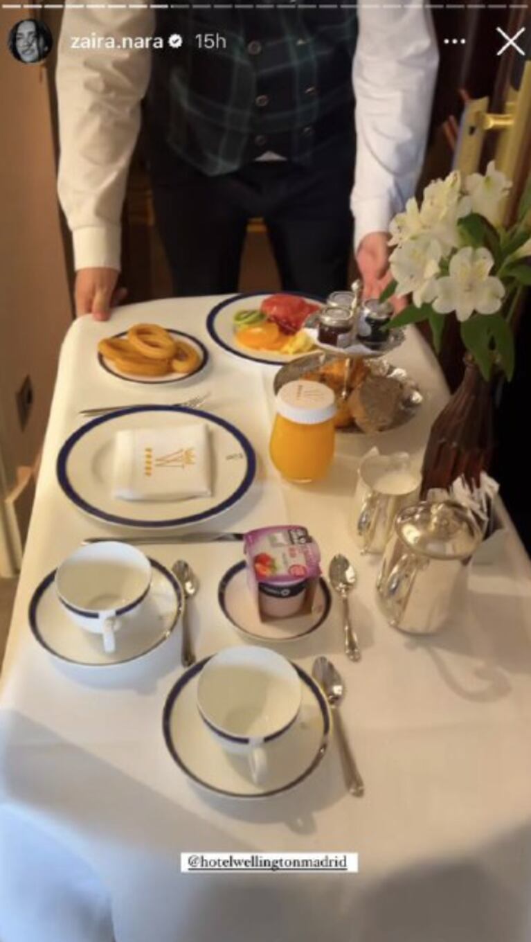 Zaira Nara sorprendió con un completísimo desayuno de lujo desde España: "Buen día, Madrid"