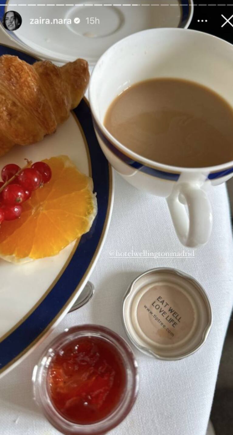 Zaira Nara sorprendió con un completísimo desayuno de lujo desde España: "Buen día, Madrid"