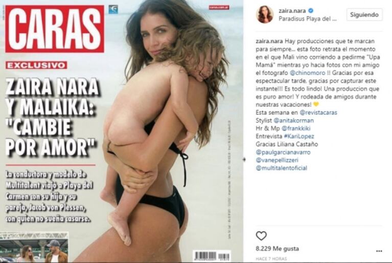 Zaira Nara, tras las duras críticas por posar con su hija desnuda en la tapa de Caras: "Esta foto retrata el momento en que Mali vino a pedirme upa; es todo lindo" 