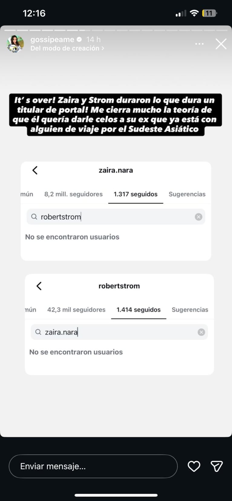 Zaira Nara y Robert Strom (Foto: Instagram/@gossipeame)