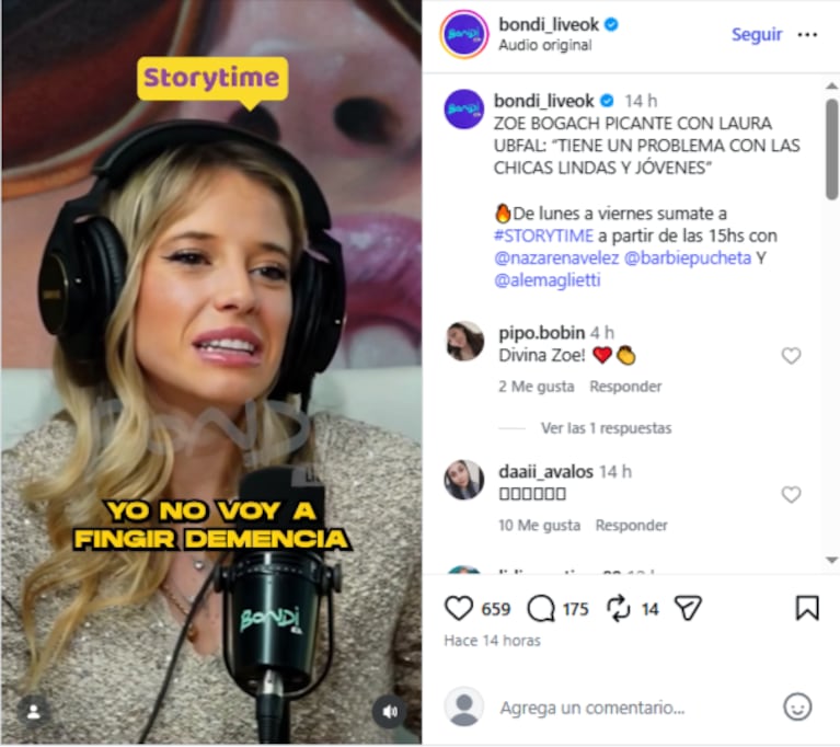 Zoe Bogach no se guardó nada y apuntó fuerte contra Laura Ubfal en plena mesa de Bondi Live.  Crédito Web
