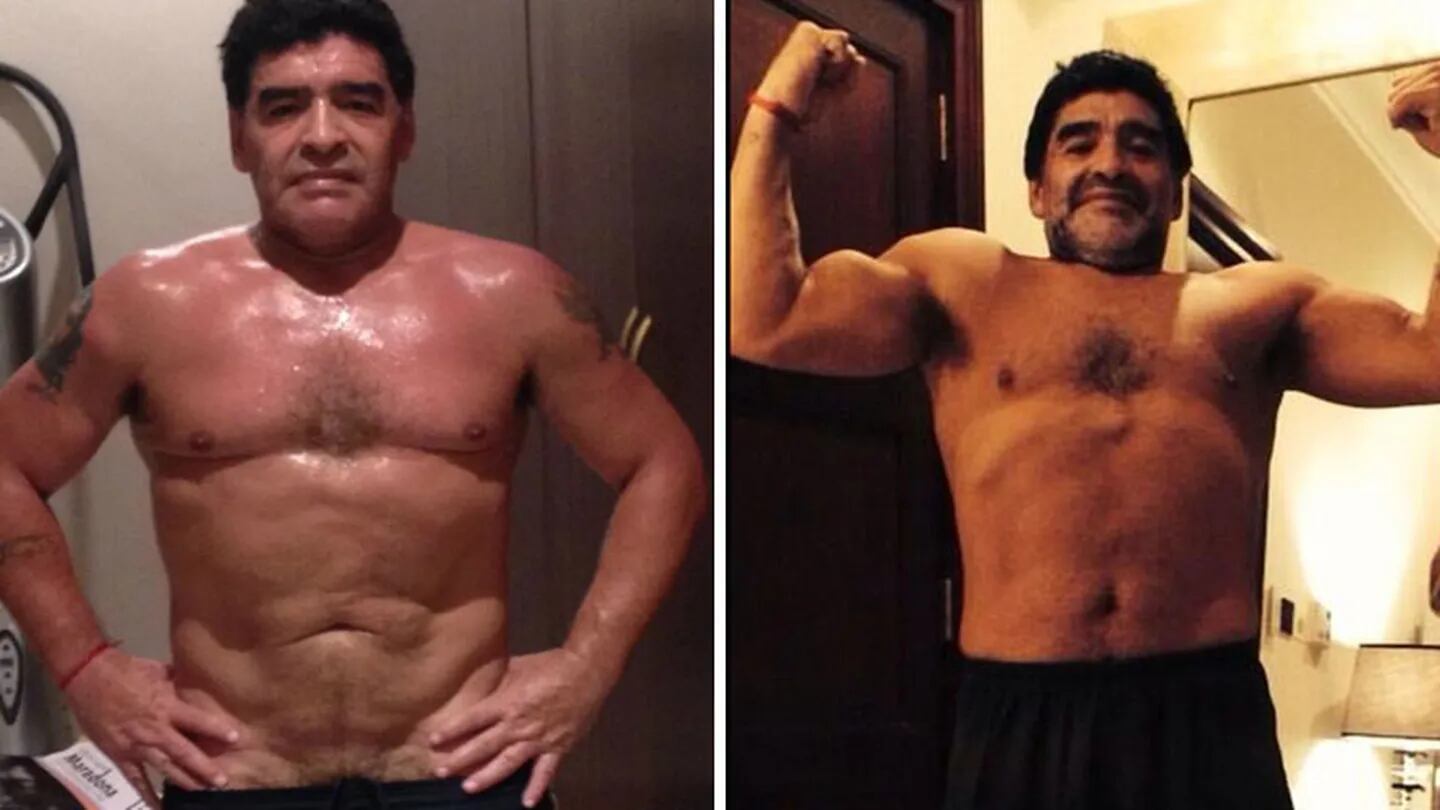 Maradona ya bajó 8 kilos tras el reajuste de su by pass gástrico. Foto: Web
