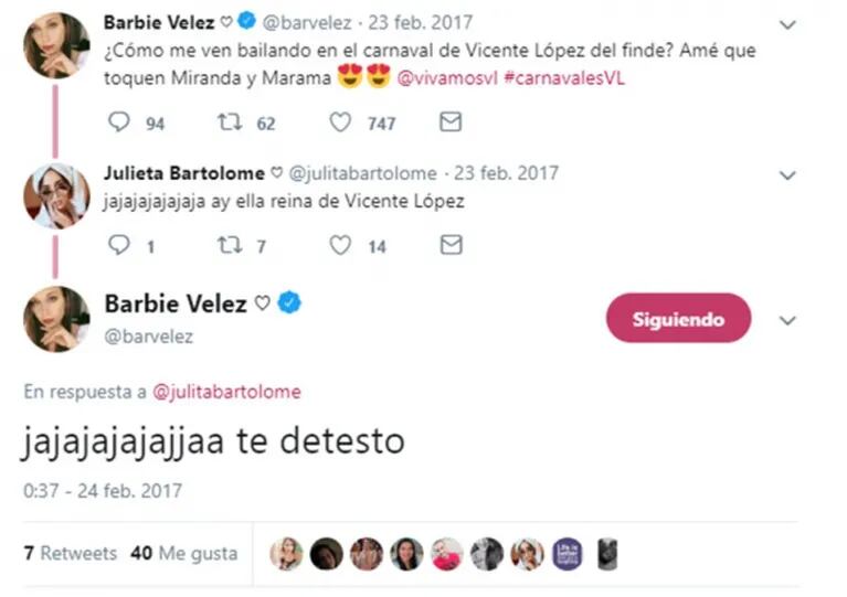 Juli Bartolomé, actual conquista de Fede Bal, es amiga de Barbie Vélez: sus cariñosos mensajes en las redes 