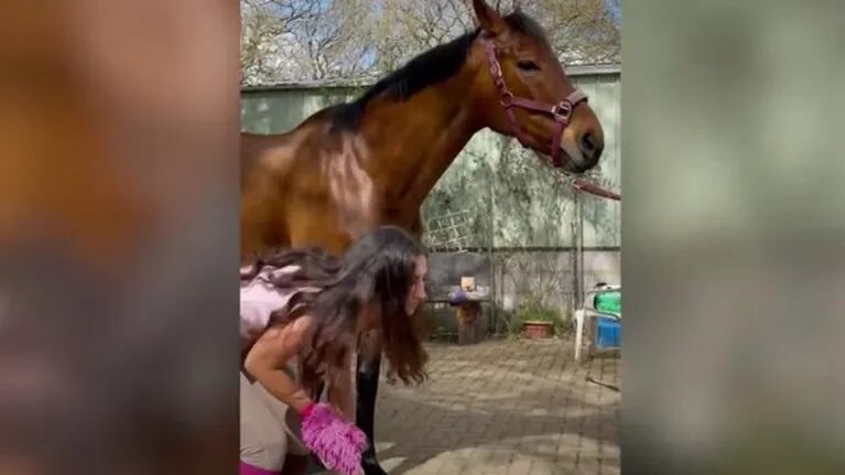 Esta mujer se vio sorprendida cuando su caballo le pisó el pie en un arranque de ira