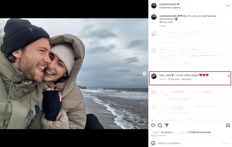 Thelma Fardin compartió más fotos con Nico Riera tras confirmar el noviazgo: "Qué hermoso encontrarnos"