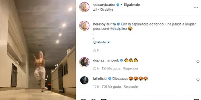 Laurita Fernández la rompió bailando Disciplina y Lali Espósito reaccionó al ver el video: "Diosa"