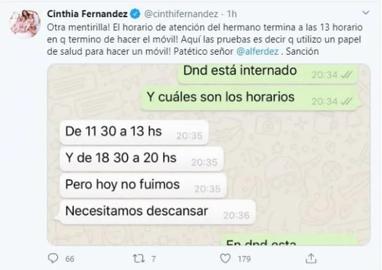 Cinthia Fernández arremetió contra Baclini al verlo dar un largo móvil en la calle: "Presidente, hay un payaso violando la cuarentena"