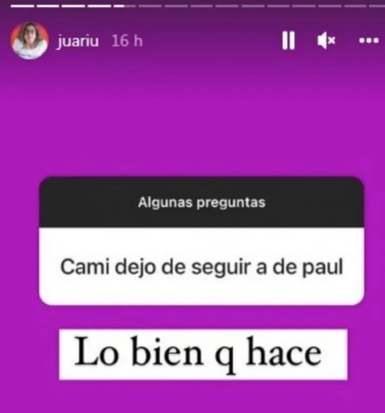 Camila Homs dejó de seguir a Rodrigo De Paul en Instagram y Juariu dio su fuerte opinión 