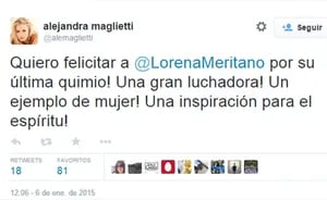 Lorena Meritano celebró en Twitter, su última sesión de quimio. (Fotos: Twitter)
