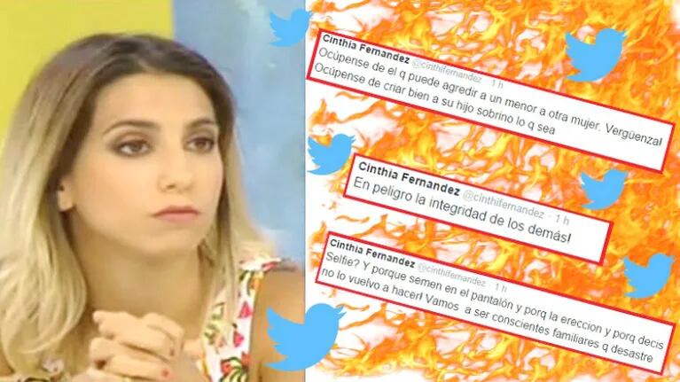 Los tweets de Cinthia Fernández, indignada con la familia de su agresor, tras ser declarado inimputable (Fotos: Web)