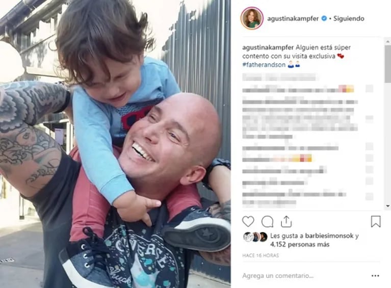 Kämpfer y la foto del reencuentro de su hijo con su papá: "Alguien está súper contento con su visita exclusiva"