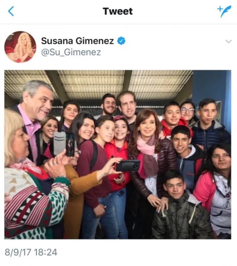 Susana Giménez publicó una foto de Cristina Fernández de Kirchner y luego la borró: ¿hackeo o blooper?