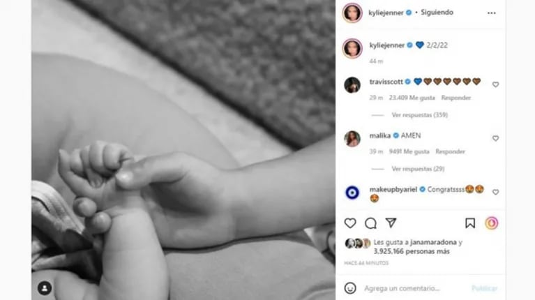 Kylie Jenner y Travis Scott tuvieron su segundo hijo: la foto que subieron a Instagram