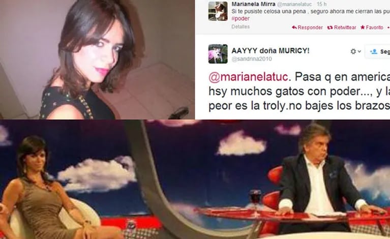 Marianela Mirra, muy filosa en Twitter por no sumarse a Intrusos (Fotos: Web). 