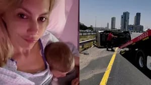 El grave accidente que sufrió Inés Palombo en Abu Dabi: iba en auto con su pequeño hijo y su marido