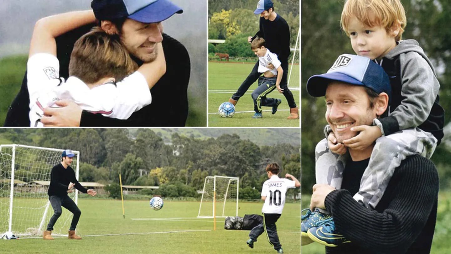 Las vacaciones a puro fútbol de Benjamín Vicuña y sus hijos en Chile (Foto: revista ¡Hola! Argentina) 