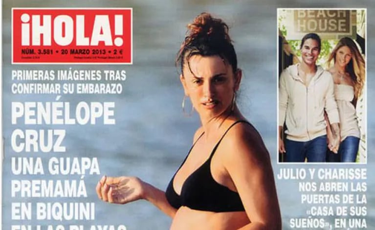 La primera imagen de Penélope Cruz embarazada. (Foto: tapa revista ¡Hola!)