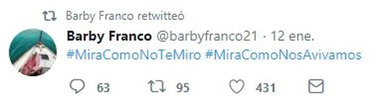 Fuerte tweet de Barby Franco contra Actrices Argentinas: "¿Por qué no van a abrazar a la hermana de Thelma Fardin que fue violada?"