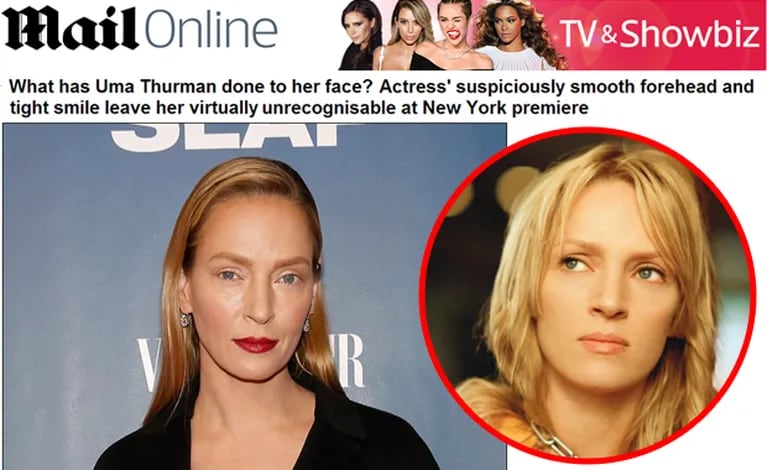 Uma Thurman y su sospechoso "maquillaje". (Foto: Daily Mail)