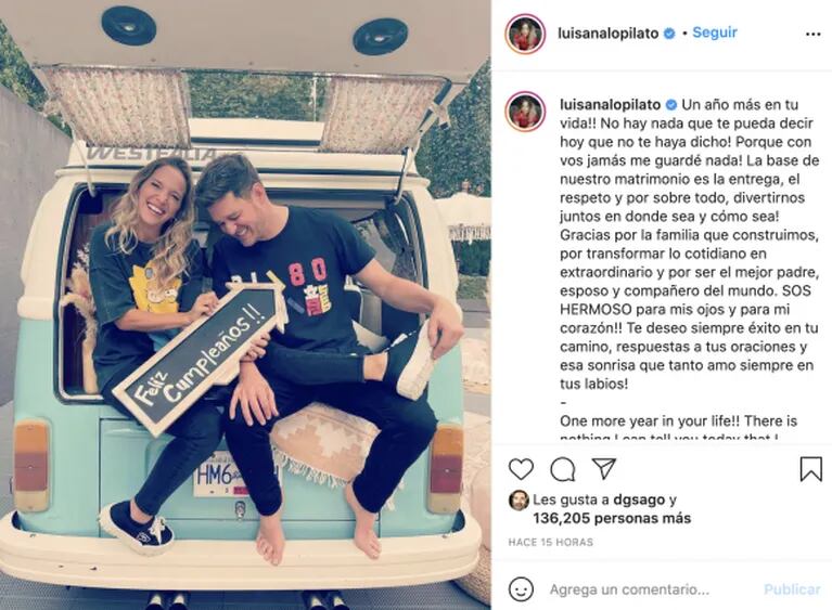 Luisana Lopilato le dedicó un romántico mensaje a Michael Bublé, que cumplió 46 años: "La base de nuestro matrimonio es la entrega"