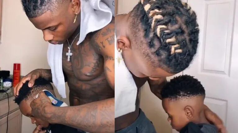 Un padre grabó el momento en que su hijo de 4 años se quedó profundamente dormido mientras le cortaba el pelo